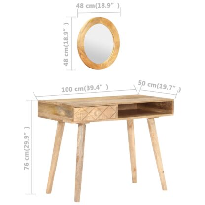 Schminktisch 100x50x76 cm Mango Massivholz - Image 10