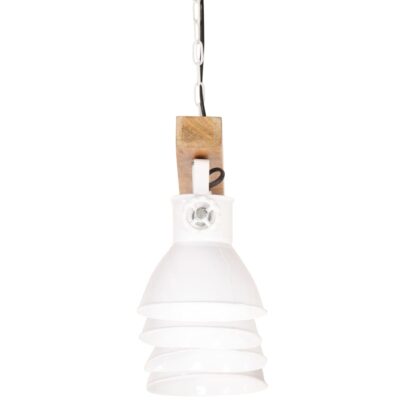 Deckenlampe Industriestil Weiß E27 Mangoholz - Image 5