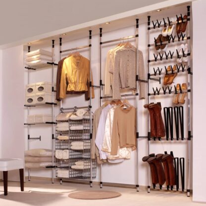 Teleskop-Garderobe mit Regalen Aluminium - Image 3