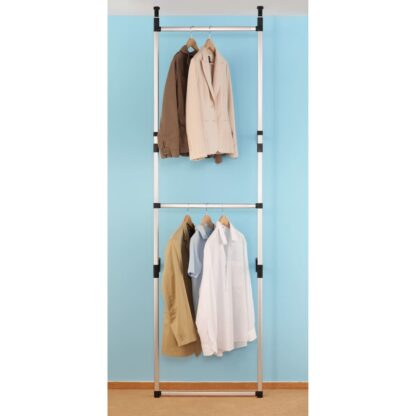 Teleskop-Garderobe mit Stangen Aluminium - Image 5