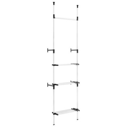 Teleskop-Garderobe mit Stangen und Regal Aluminium - Image 2