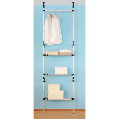Teleskop-Garderobe mit Stangen und Regal Aluminium - Image 5