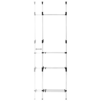 Teleskop-Garderobe mit Stangen und Regal Aluminium - Image 7