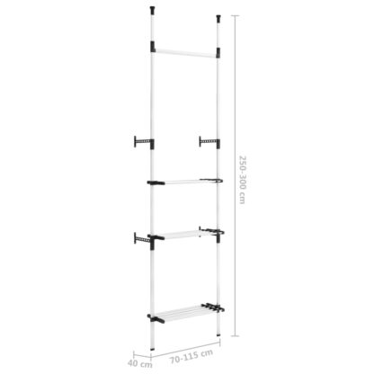Teleskop-Garderobe mit Stangen und Regal Aluminium - Image 10