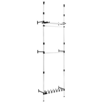 Teleskop-Garderobe mit Stangen und Regal Aluminium - Image 2