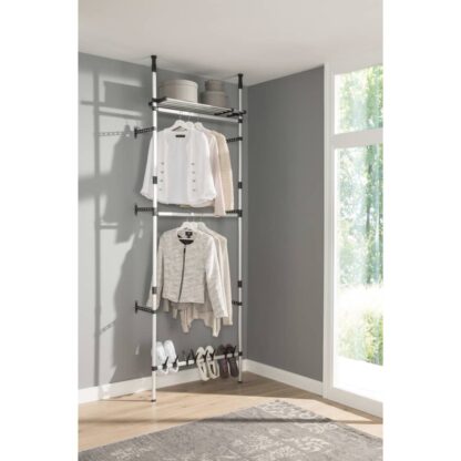 Teleskop-Garderobe mit Stangen und Regal Aluminium - Image 5