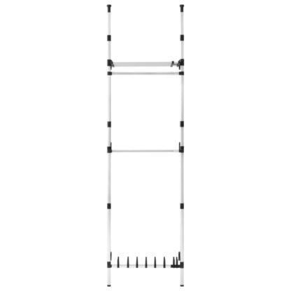 Teleskop-Garderobe mit Stangen und Regal Aluminium - Image 6