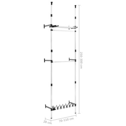Teleskop-Garderobe mit Stangen und Regal Aluminium - Image 11