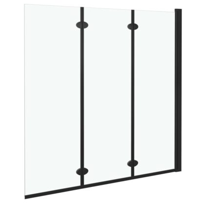 Faltbare Duschkabine 3 Paneele ESG 130x138 cm Schwarz - Image 3