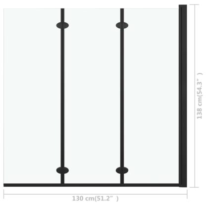 Faltbare Duschkabine 3 Paneele ESG 130x138 cm Schwarz - Image 7