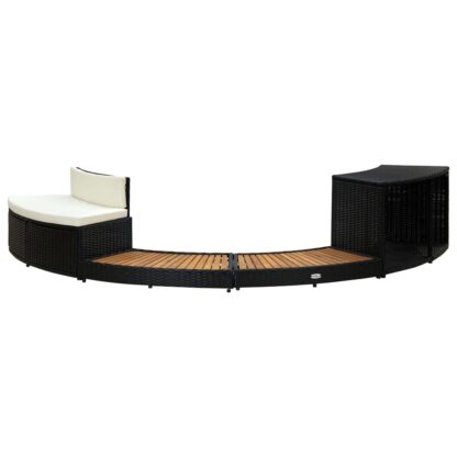 Whirlpool-Umrandung Schwarz Poly Rattan und Akazienholz - Image 2
