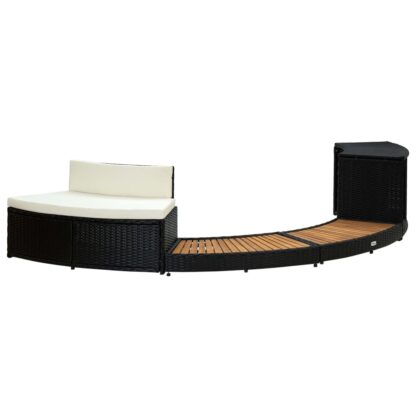 Whirlpool-Umrandung Schwarz Poly Rattan und Akazienholz - Image 3