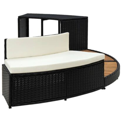 Whirlpool-Umrandung Schwarz Poly Rattan und Akazienholz - Image 4