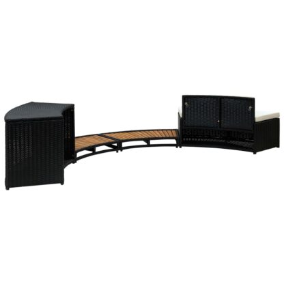 Whirlpool-Umrandung Schwarz Poly Rattan und Akazienholz - Image 5