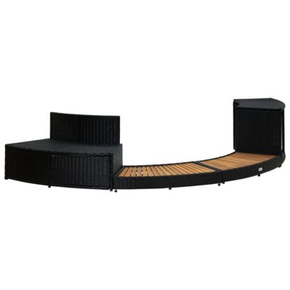 Whirlpool-Umrandung Schwarz Poly Rattan und Akazienholz - Image 6