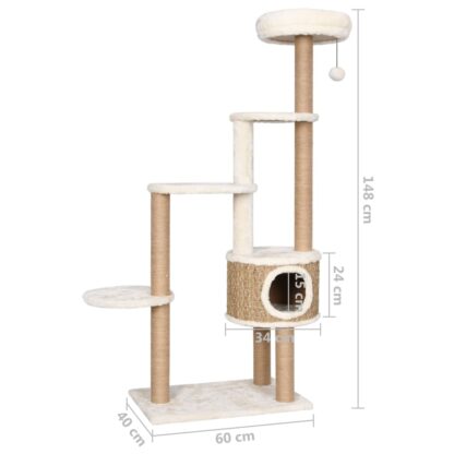 Katzen-Kratzbaum mit Luxuriösem Kissen 148 cm Seegras - Image 8