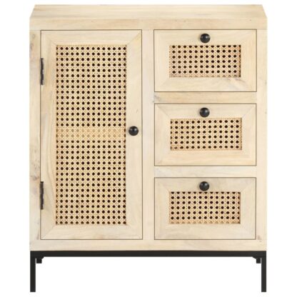 Sideboard 60x35x70 cm Mango Massivholz und Rohrgeflecht - Image 2