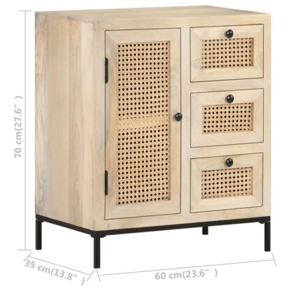 Sideboard 60x35x70 cm Mango Massivholz und Rohrgeflecht - Image 8