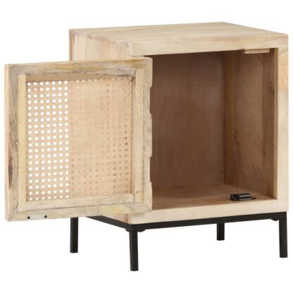 Nachttisch 40x30x50 cm Mango Massivholz und Rohrgeflecht - Image 3