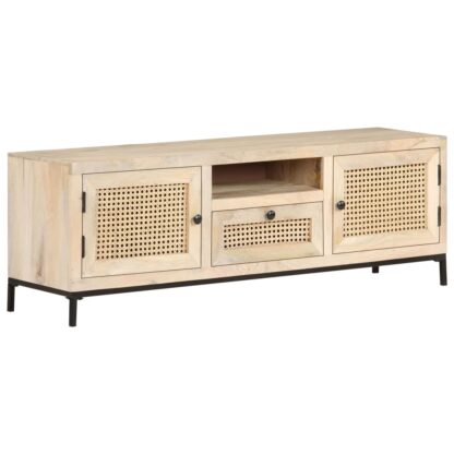 TV-Schrank 120x30x40 cm Mango Massivholz und Rohrgeflecht - Image 11