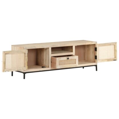 TV-Schrank 120x30x40 cm Mango Massivholz und Rohrgeflecht - Image 3