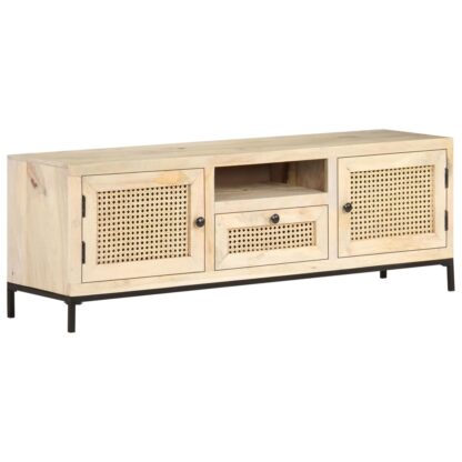 TV-Schrank 120x30x40 cm Mango Massivholz und Rohrgeflecht - Image 8