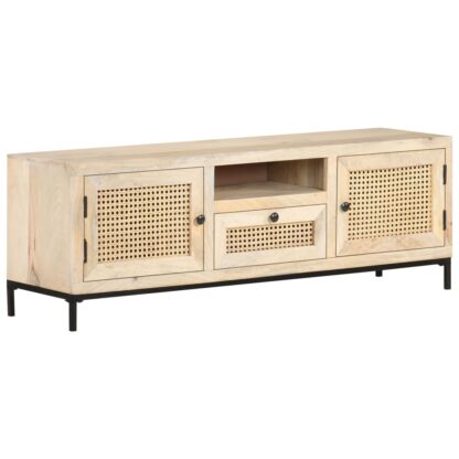 TV-Schrank 120x30x40 cm Mango Massivholz und Rohrgeflecht - Image 9