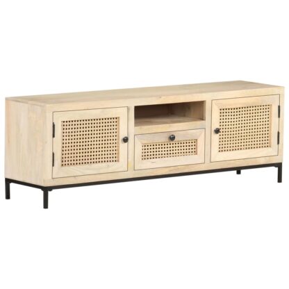 TV-Schrank 120x30x40 cm Mango Massivholz und Rohrgeflecht - Image 10
