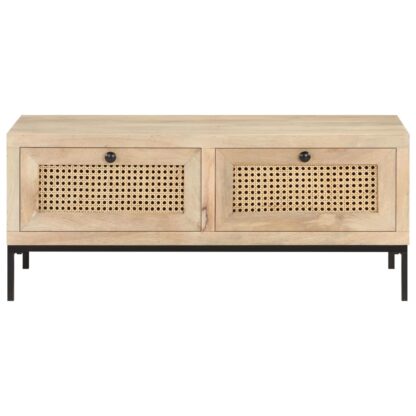 Couchtisch 90x50x37 cm Mango Massivholz und Rohrgeflecht - Image 2