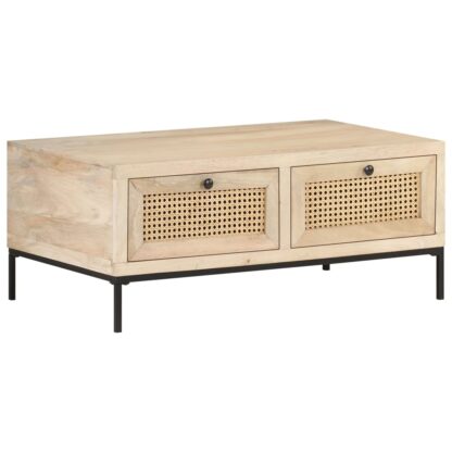 Couchtisch 90x50x37 cm Mango Massivholz und Rohrgeflecht - Image 11
