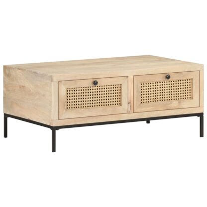 Couchtisch 90x50x37 cm Mango Massivholz und Rohrgeflecht - Image 8