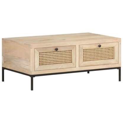 Couchtisch 90x50x37 cm Mango Massivholz und Rohrgeflecht - Image 10