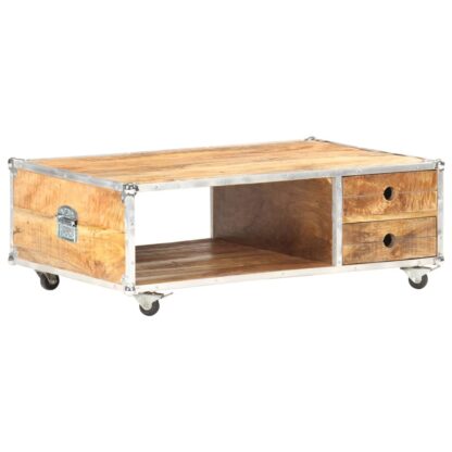 Couchtisch 89x59x33 cm Massives Raues Mangoholz - Image 11
