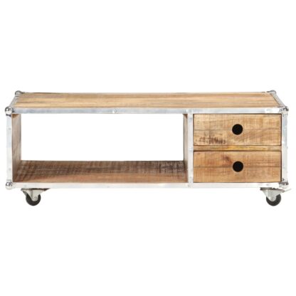 Couchtisch 89x59x33 cm Massives Raues Mangoholz - Image 3