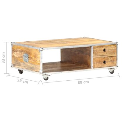 Couchtisch 89x59x33 cm Massives Raues Mangoholz - Image 7