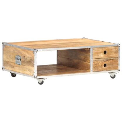Couchtisch 89x59x33 cm Massives Raues Mangoholz - Image 8