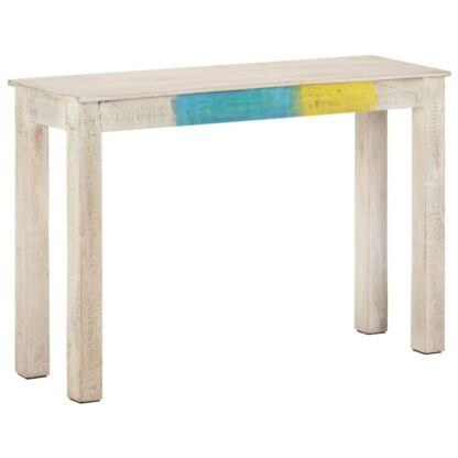 Konsolentisch Weiß 115x35x77 cm Raues Mangoholz - Image 6