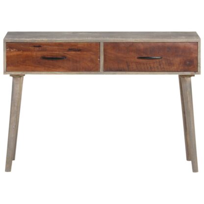 Konsolentisch Grau 110x35x75 cm Raues Mango-Massivholz - Image 3