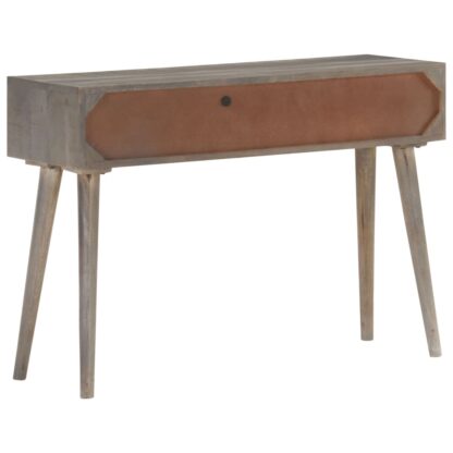 Konsolentisch Grau 110x35x75 cm Raues Mango-Massivholz - Image 4