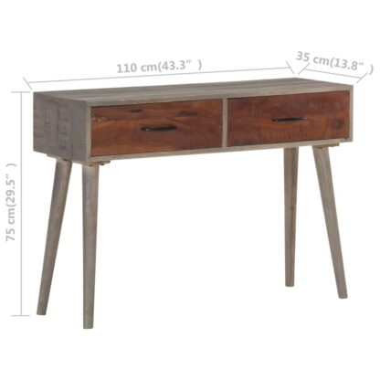 Konsolentisch Grau 110x35x75 cm Raues Mango-Massivholz - Image 6