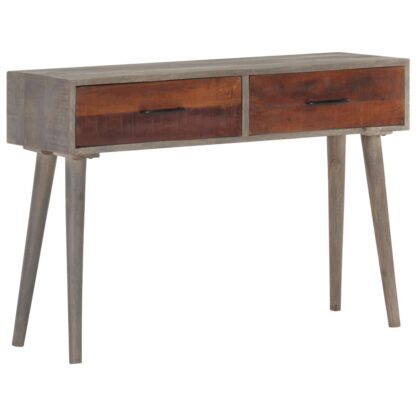 Konsolentisch Grau 110x35x75 cm Raues Mango-Massivholz - Image 10
