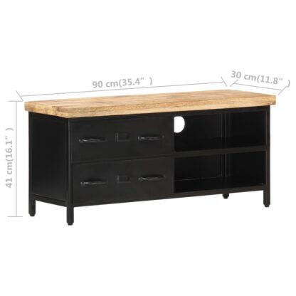 TV-Schrank 90x30x41 cm Raues Mangoholz - Image 8