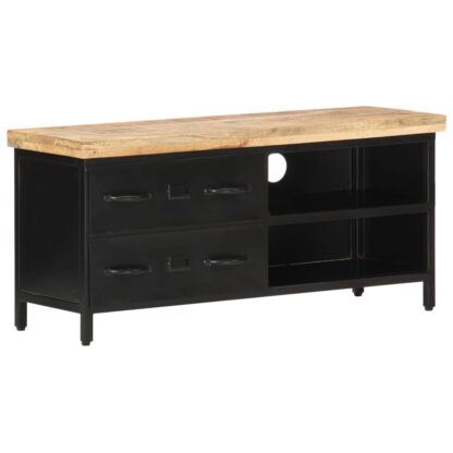 TV-Schrank 90x30x41 cm Raues Mangoholz - Image 9