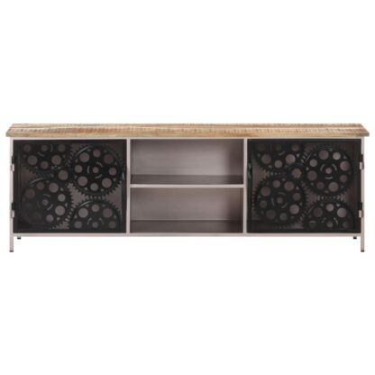 TV-Schrank 120x30x40 cm Raues Mangoholz - Image 2
