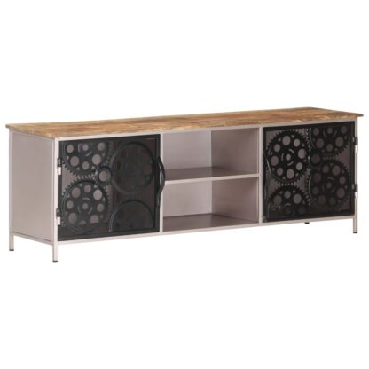 TV-Schrank 120x30x40 cm Raues Mangoholz - Image 11
