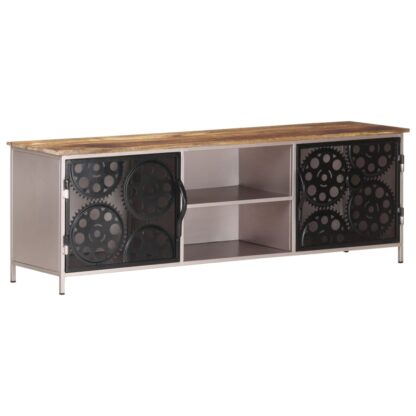 TV-Schrank 120x30x40 cm Raues Mangoholz - Image 8