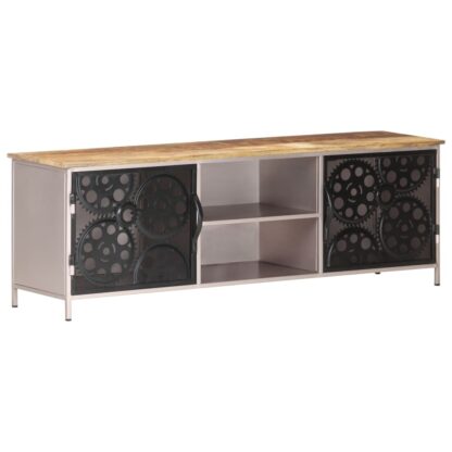 TV-Schrank 120x30x40 cm Raues Mangoholz - Image 9