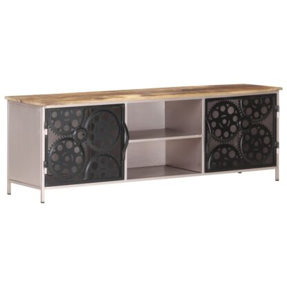TV-Schrank 120x30x40 cm Raues Mangoholz - Image 10