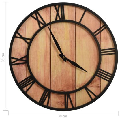 Wanduhr 39 cm Braun und Schwarz MDF und Eisen - Image 5