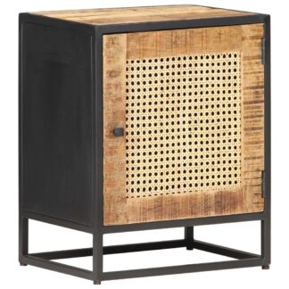 Nachttisch 40x30x50 cm Raues Mangoholz und Wiener Geflecht